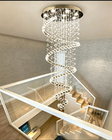 Lustre en acier inoxydable avec cristaux K9, éclairage LED rotatif tricolore à intensité variable, directement de l'usine, pour escalier de villa