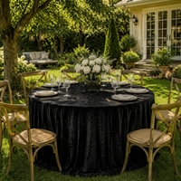 Nappe de table moderne en velours noir mat de luxe, faite à la main, douce et épaisse, jupe de table en velours pour jardin, mariage, événement, restaurant, salle à manger