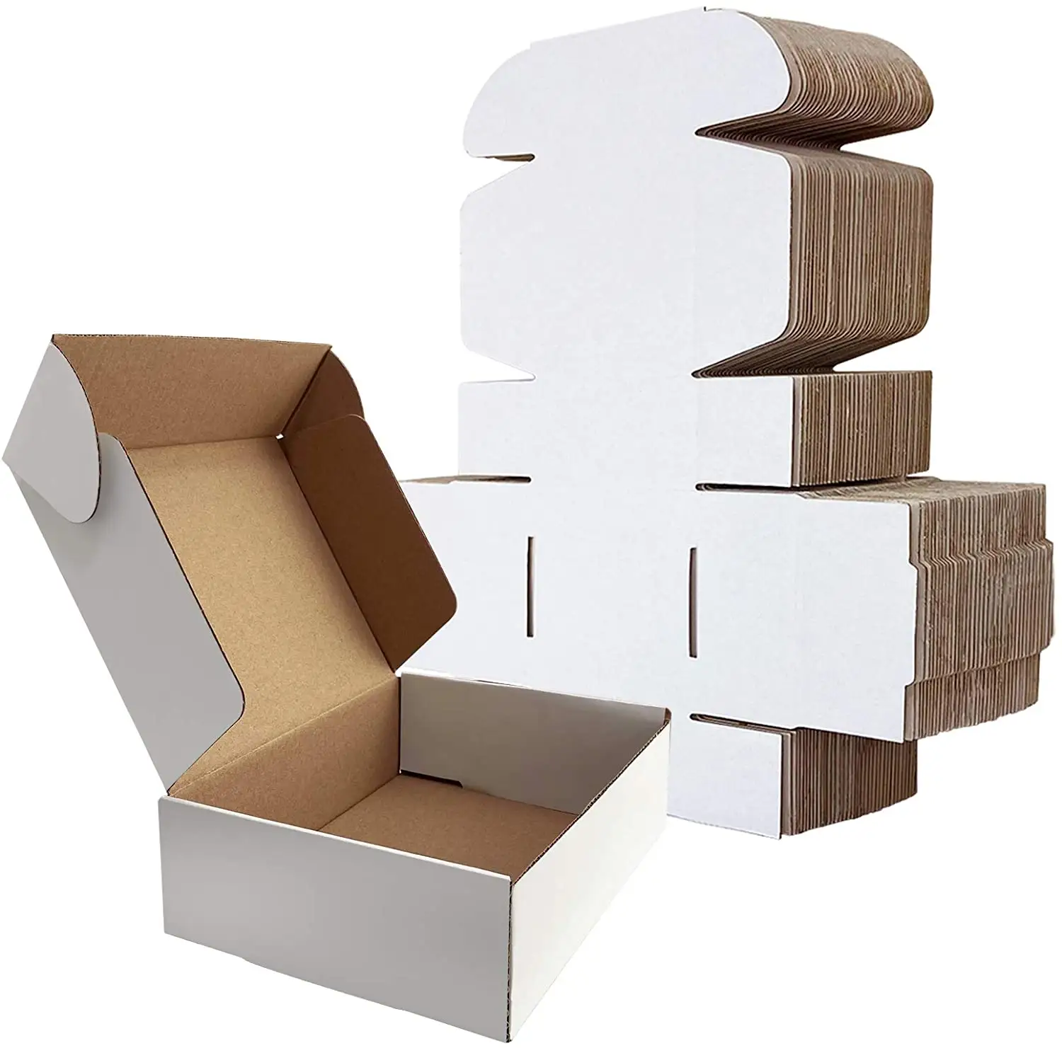 Großhandel individuell bedruckte weiß braune Kraft Wellpappe Versand kartons benutzer definierte Logo Karton Mailer Box