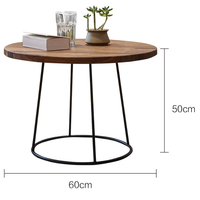 Table basse ronde moderne en marbre et bois de noyer sud-américain avec piètement métallique pour salon