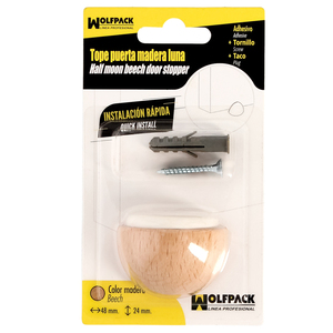 Fermaporta Adesivo a Mezzaluna in Legno di Quercia - Product Image 4