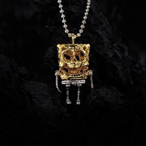 Collier pendentif tête de Bob l'éponge ajouré créatif pour femmes et hommes, bijoux personnalisables, accessoire de fête - Product Image 3