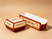 Boîte d'emballage pour hamburgers en carton kraft écologique avec impression quadricolore, taille personnalisée, conteneur alimentaire à emporter