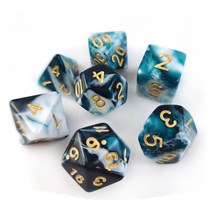 Juego de dados DND poliédricos personalizados de fábrica al por mayor para mazmorras y dragones juego de mesa RPG 7 piezas Juego de dados acrílicos de dos colores - Product Image 4