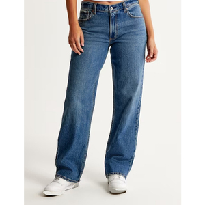 Ladies <b>Baggy</b> Straight Cut Sustainable Custom OEM Quick Dry Breathable High Waist Stylish Trending Design Denim Plus Size <b>Jeans</b> - Product Image 2
