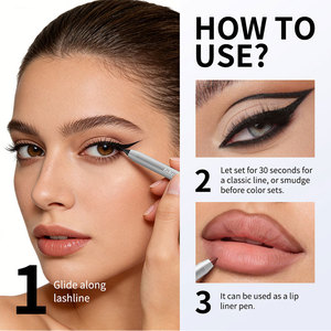 Eyeliner longue tenue Lakerain 24h, résistant à l'eau, anti-bavures, application précise et fluide, effet smoky, 12 couleurs - Product Image 6