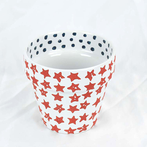 Elegante <span class=keywords><strong>maceta</strong></span> de cerámica con patrón de estrella de cinco puntas, macetas rojas para interiores/exteriores para cultivar rosas - Product Image 4