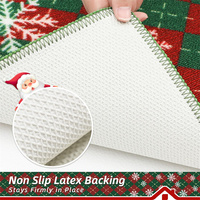 Décorations de Noël modernes en polyester, tapis de cuisine et ensembles de tapis à carreaux Buffalo, tapis de sol antidérapants lavables à motif flocon de neige