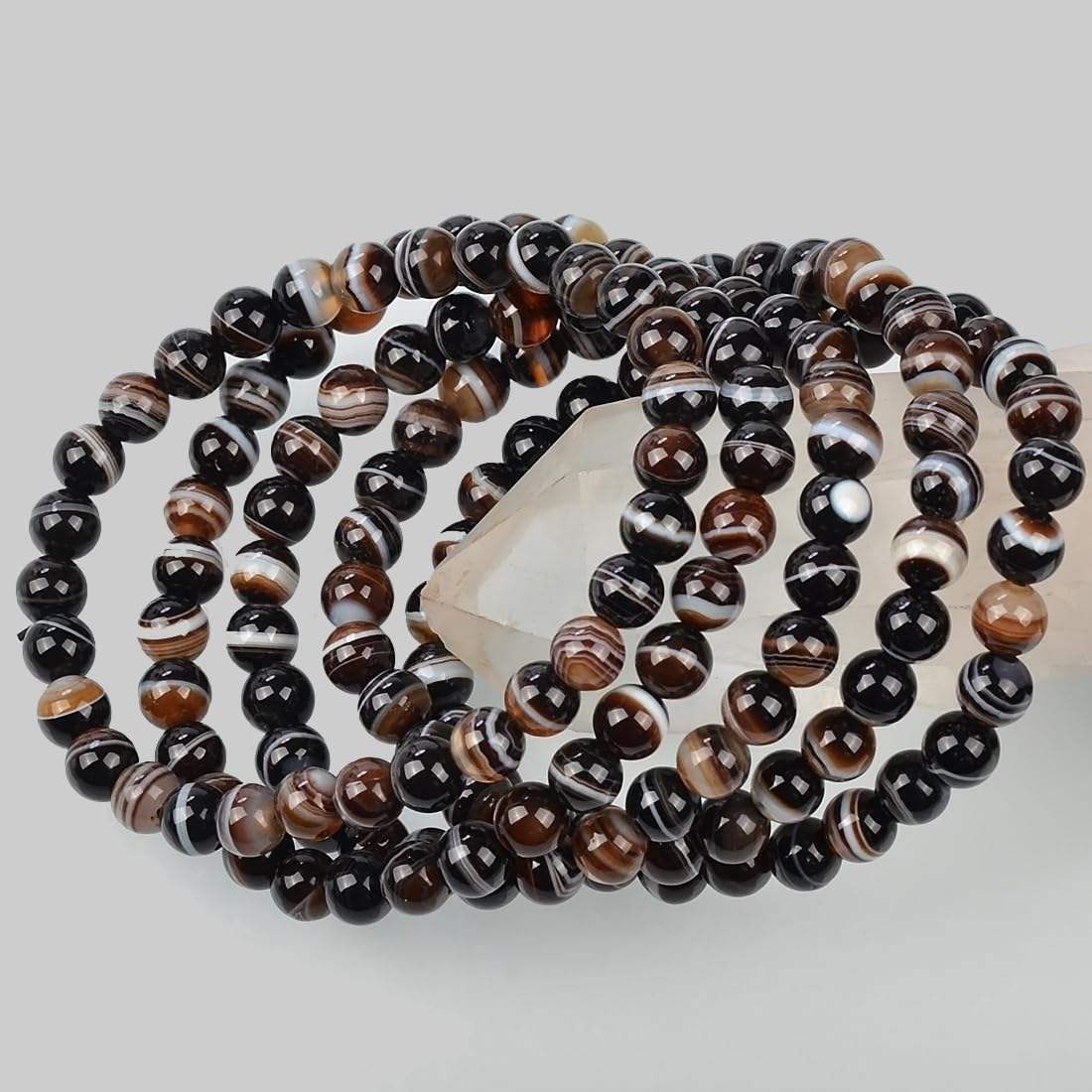 Natural Black Striped Agate 6mm