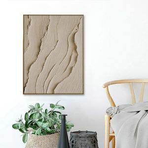 Grande Toile Épaisse Fait Main 3D Simple Beige Texture <span class=keywords><strong>Vague</strong></span> Océan Texture Peinture à l'Huile Art Mural Moderne - Product Image 2