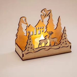 Sáng Tạo Giáng Sinh Thiết Kế Mới Hollow Khắc Trang Trí Nội Thất Bằng Gỗ Người Giữ Ngọn Nến Thư Nhà Cây Gỗ Thủ Công Mỹ Nghệ Bằng Gỗ Hộp Tường Dấu Hiệu - Product Image 3