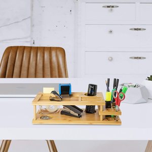 Boîte de rangement multifonctionnelle en bambou pour le maquillage - Product Image 3