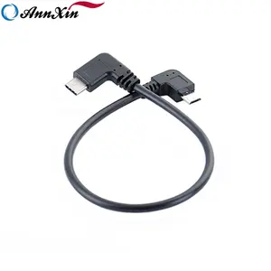 המחיר הטוב ביותר 90 תואר מיקרו USB 5pin זכר 90 תואר סוג C זכר טעינת OTG כבל