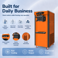 Machine à glace molle commerciale 3 saveurs, haute capacité 36-40L/H, 2800W, en acier inoxydable, avec pompe à air et écran LED GQ-36C