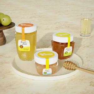 Autocollant personnalisé frutta del prato conteneur de confiture de luxe emty 106 ml 212 ml 314 ml pots de confitures et de gelée carrés avec couvercles pour le miel