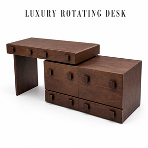Scrivania Moderna in Noce con Armadietto, Scomparti Multipli e Maniglie Quadrate in Legno, Arredamento per Casa e Ufficio - Product Image 1