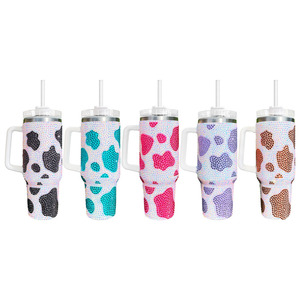 Gobelet isotherme en acier inoxydable de 40 oz avec poignée, strass et paillettes, pour café, moderne, pour femmes et hommes, pour les sports de plein air et les voyages - Product Image 6