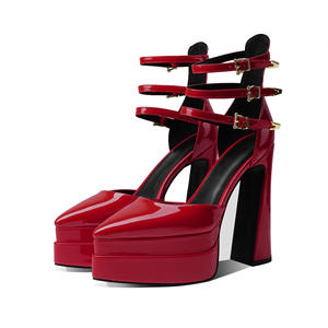 Sandales de luxe - Chaussures de soirée à plateforme à bout pointu et talon épais, escarpins sexy à plateforme pour femme - Product Image 2