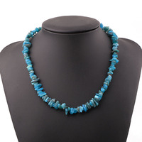 Bracelet et collier en pierres naturelles de 37 cm de long, bijoux en acier inoxydable avec fermoir à homard, collier ras du cou en pierres précieuses pour femmes