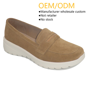 Zapatos de <span class=keywords><strong>Mujer</strong></span> Elegantes y Casuales de Gamuza Vacuna con Punta Redonda, Diseño Clásico y Cómodo para Uso Diario, Venta al por Mayor de Fábrica en la Península - Product Image 1