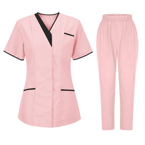 Uniforme de salon de beauté, haut à manches courtes pour médecin, uniforme d'infirmière à col en V, uniforme d'assistante/technicienne infirmière féminine - Product Image 3