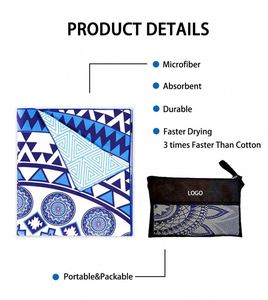 High Quality Microfiber Beach Towel Custom Printed Striped Logo Quick Dry - Product Image 2