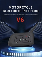 Auriculares Intercomunicadores para Motocicleta TOUCARE V6 Bluetooth 5.0 de 6 Vías - Impermeables, con Cancelación de Ruido, para Compartir Música en Grupo