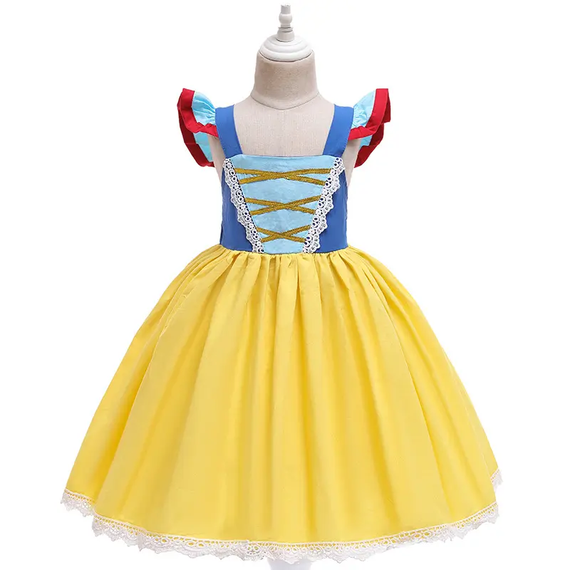 Rücken freies Spaghetti träger Spitze Mädchen Cosplay Kleid Schnee wittchen Kleid Weihnachts feier Kleid