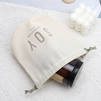 Sac d'emballage cadeau en coton et lin à fond rond imprimé de logo personnalisé pochette de bougie en mousseline naturelle écologique sacs à poussière pour bougies
