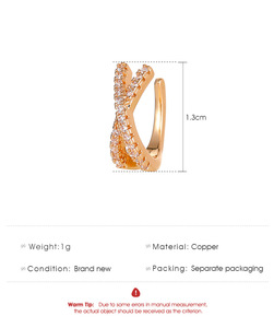 Boucles d'oreilles en forme de X en cristal, à clipser, sans perçage, en zircone cubique, pour femmes - Product Image 6