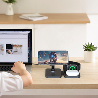 3-in-1 opvouwbaar magnetisch draadloos oplaadstation voor iPhone en smartwatches, draadloze opladerstandaard voor meerdere apparaten