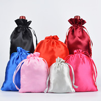 Sacs en satin colorés en gros pour rangement de mèches de cheveux, perruques, pochettes en soie, emballage cadeau, bijoux, sacs à cordon