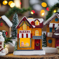 Résine Maisons De Noël Arbre Figurine Ensemble D'accessoires 3D Animal Sculpture Modèle pour Artisanat Souvenir Anime Boule À Neige pour Art Cadeaux