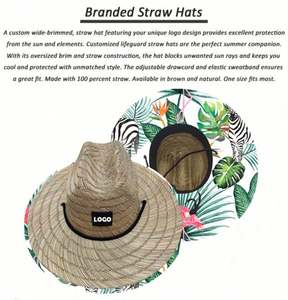 Sombrero de Playa de Paja de Algodón para Niños con Logotipo Personalizado al por Mayor, Diseño de Bandera Americana de Ala Ancha - Product Image 4