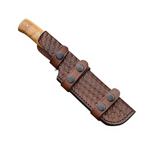 Couteau artisanal en acier Damas à lame pointue avec manche en bois et étui en cuir pour la chasse, couteaux à vendre - Product Image 2