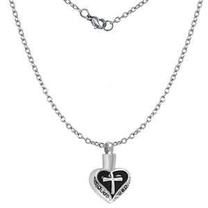 Collar de urna de corazón y Cruz para cenizas, joyería de cremación, recuerdo conmemorativo, colgante, Kit de embudo incluido - Product Image 5
