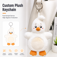 Llavero de Peluche Personalizado de Dibujos Animados, Juguete de Peluche, Llavero de Pato Blanco Suave y Adorable, Colgante de Mascota, Llavero de Peluche Personalizado