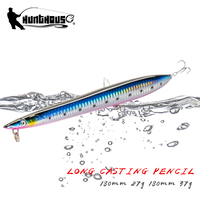 Leurre de pêche Hunthouse 180mm 37g en plastique ABS pour la pêche au bar en eau salée, longue portée, type crayon