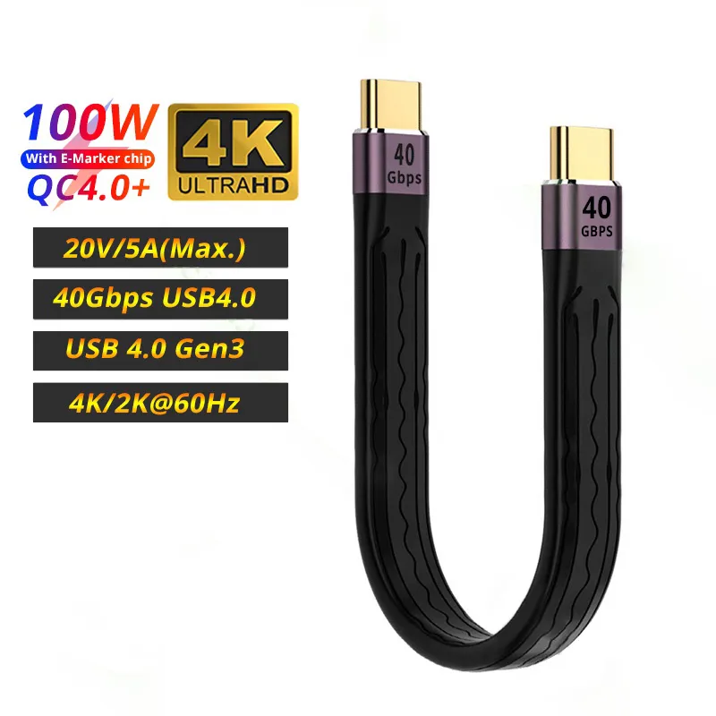 Kabel Data USB Tipe C PD, konektor adaptor pengisian cepat USB4.0 Gen3 100W 5A jam tangan pintar dengan Earphone Thunderbolt 3 konektor
