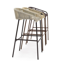 Chaise haute de bar en métal tressé de style moderne pour hôtel, bistrot, bar, meubles de jardin, tabouret de bar de cuisine, comptoir de bar