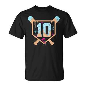 Camiseta de béisbol para cumpleaños número 10 con diseño de goteo de helado para niño de 10 años - Product Image 1