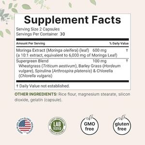 Capsules de feuilles de Moringa pour adultes, très vendues, améliorent l'immunité, capsules de feuilles de Moringa pures, compléments amincissants - Product Image 6