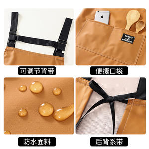 Tablier de <span class=keywords><strong>cuisine</strong></span> personnalisé avec logo, tablier de travail en cuir résistant aux taches pour la <span class=keywords><strong>cuisine</strong></span> et la maison, usage professionnel, nouveau style 2026, imperméable et anti-huile - Product Image 5