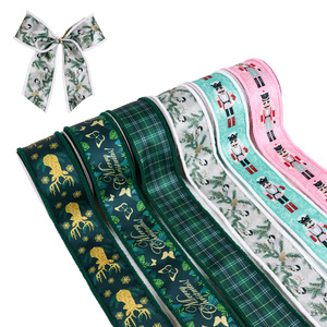 Pita Beludru Poliester Bunga Grosir dengan Kawat Besi Tepi Emas, Tahan Lama, Bahan Dekorasi Pita untuk Karangan Bunga Pohon Natal, <span class=keywords><strong>10</strong></span> Yard/gulung - Product Image 4