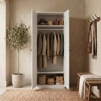 Armoire double porte en acier blanc ultra-mince pour couloir industriel, loft, entrée – Meuble de rangement personnalisable