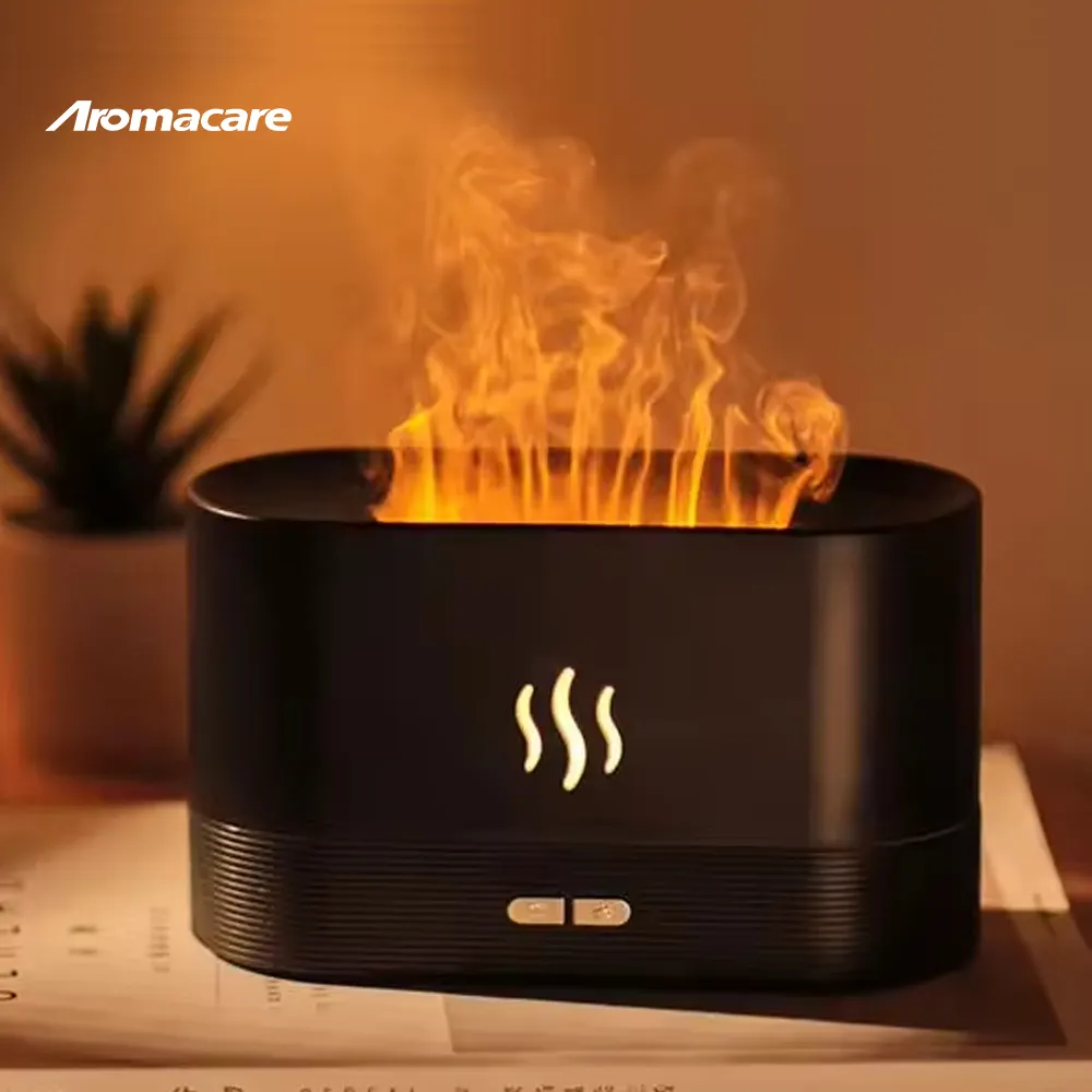 Aromacare nero 180ml lampada Led fragranza Aroma olio essenziale di simulazione fiamma aromaterapia diffusore aria