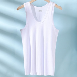 Men's Casual Summer Sleeveless Fitness Sports <strong>Vest</strong> 100% Cotton <strong>White</strong> T-Shirt for Running Wholesale Bottoming Shirt for Youth - Product Image 6