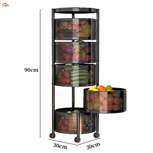 Étagère de rangement rotative en fer à 5 niveaux XL pour cuisine, salle de bain, <span class=keywords><strong>garage</strong></span>, panier à fruits et légumes, organisateur pour chaussures, vêtements, outils - Product Image 2