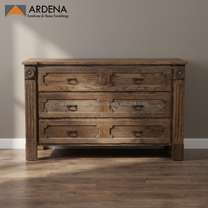 3-Drawer Antique Handled Solid Wood <b>Sideboard</b> Living Room Cabinet with <b>Storage</b> for Home Farmhouse or Dining Use - Product Image 2