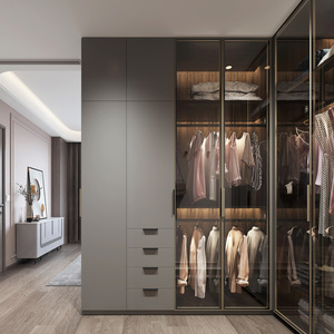 2025 armoire ouverte Para Habitacion Walk in closet armoires en bois personnalisées Design moderne pour meubles de chambre vestiaire - Product Image 2